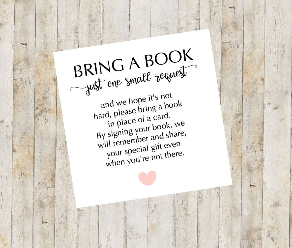 Baby Shower Printable, Baby Shower Bring A Book Card, Bring A Book Instead Of A Card, Bring A Book Baby Shower Insert with regard to Bring A Book Instead Of A Card Free Printable