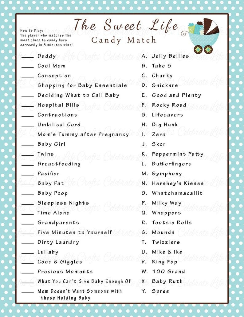 Baby Shower Sweet Life Candy Bar Match Game Printable Baby Shower with Candy Bar Baby Shower Game Free Printable