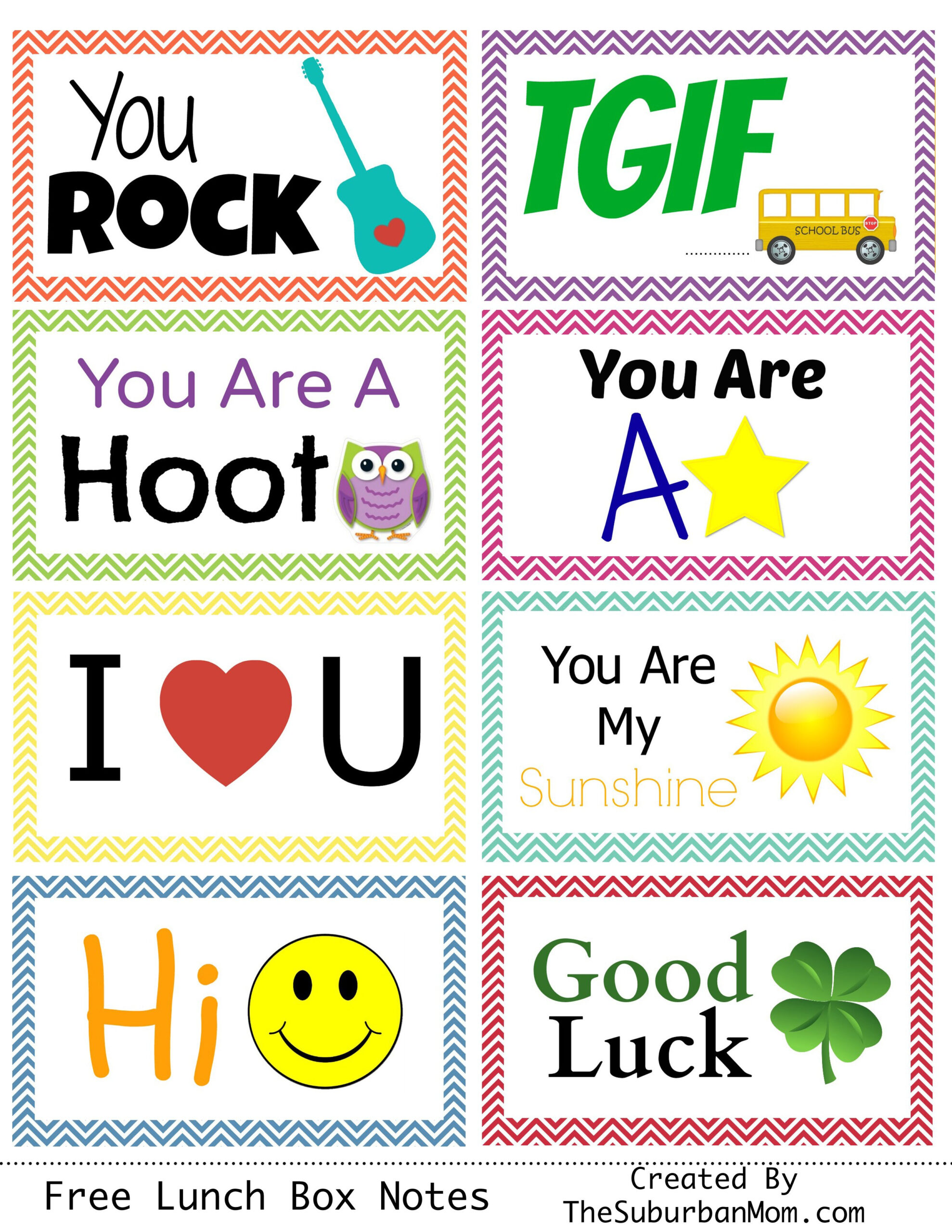 Back To School: Free Printable Lunch Box Notes - Thesuburbanmom inside Free Printable School Notes