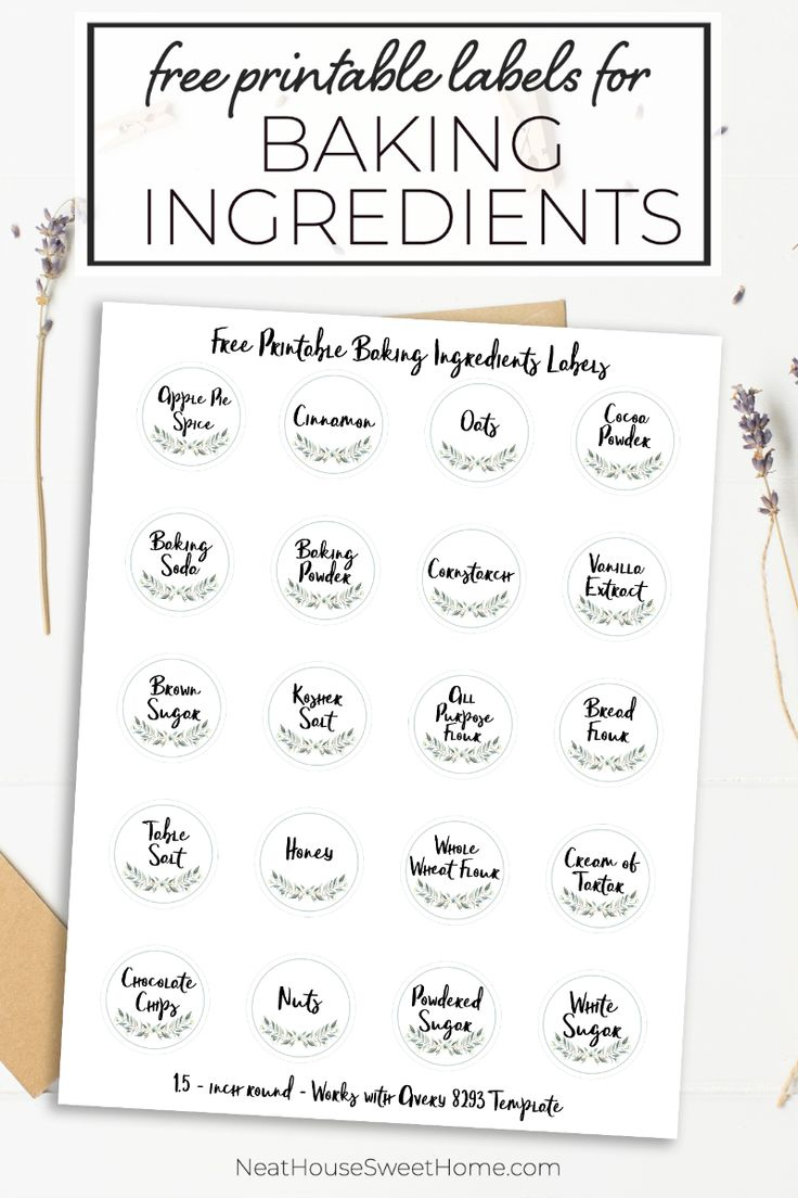 Baking Ingredients Labels • Neat House. Sweet Home® | Label intended for Free Printable Baking Labels