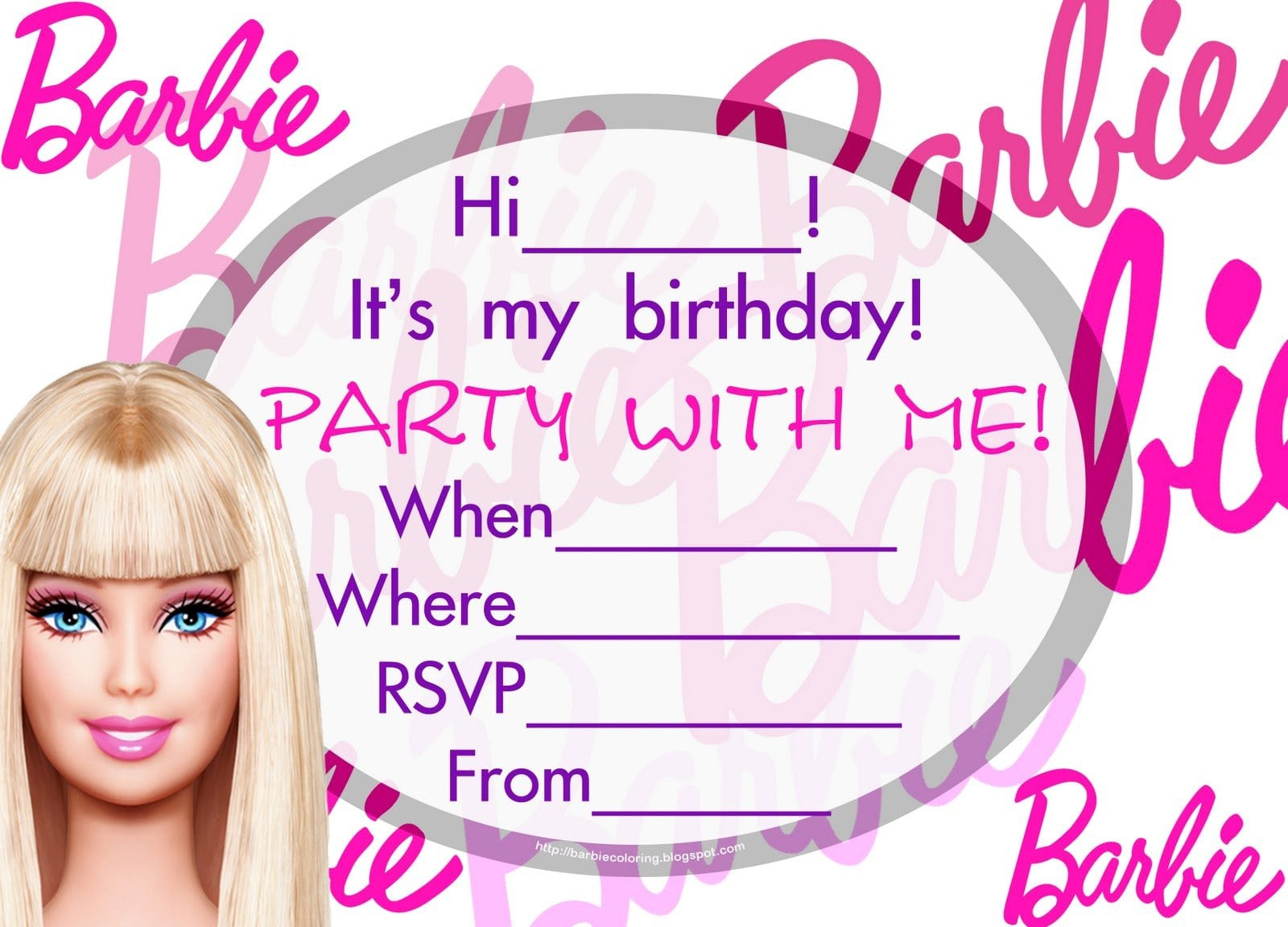 Barbie Birthday Invitation Card 2024 | Marbelize regarding Free Printable Barbie Birthday Party Invitations