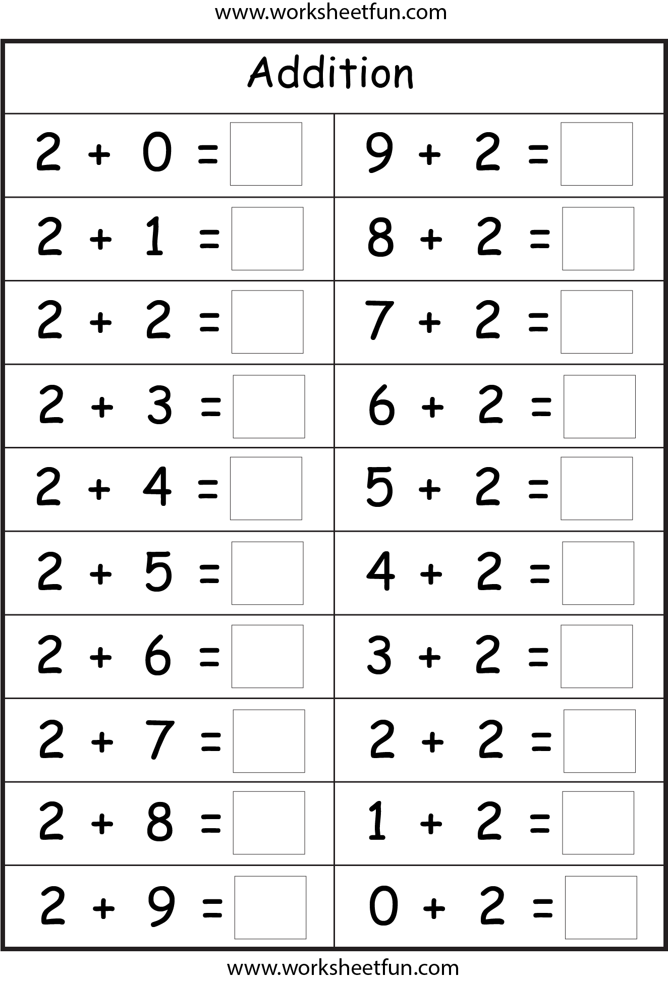 Basic Addition Facts – 8 Worksheets / Free Printable Worksheets with Free Printable Simple Math Worksheets