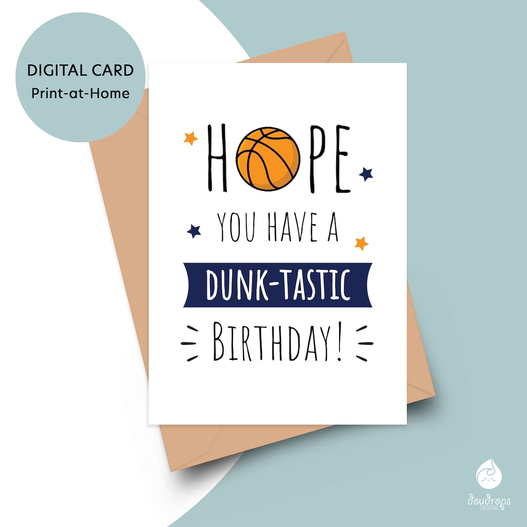 Basketball Birthday Card Printable Sports Birthday Card, Digital inside Sports Birthday Cards Free Printable