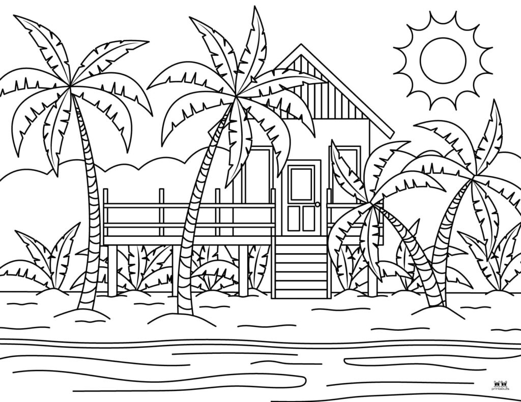 Beach Coloring Pages - 25 Free Pages | Printabulls for Free Printable Beach Coloring Pages