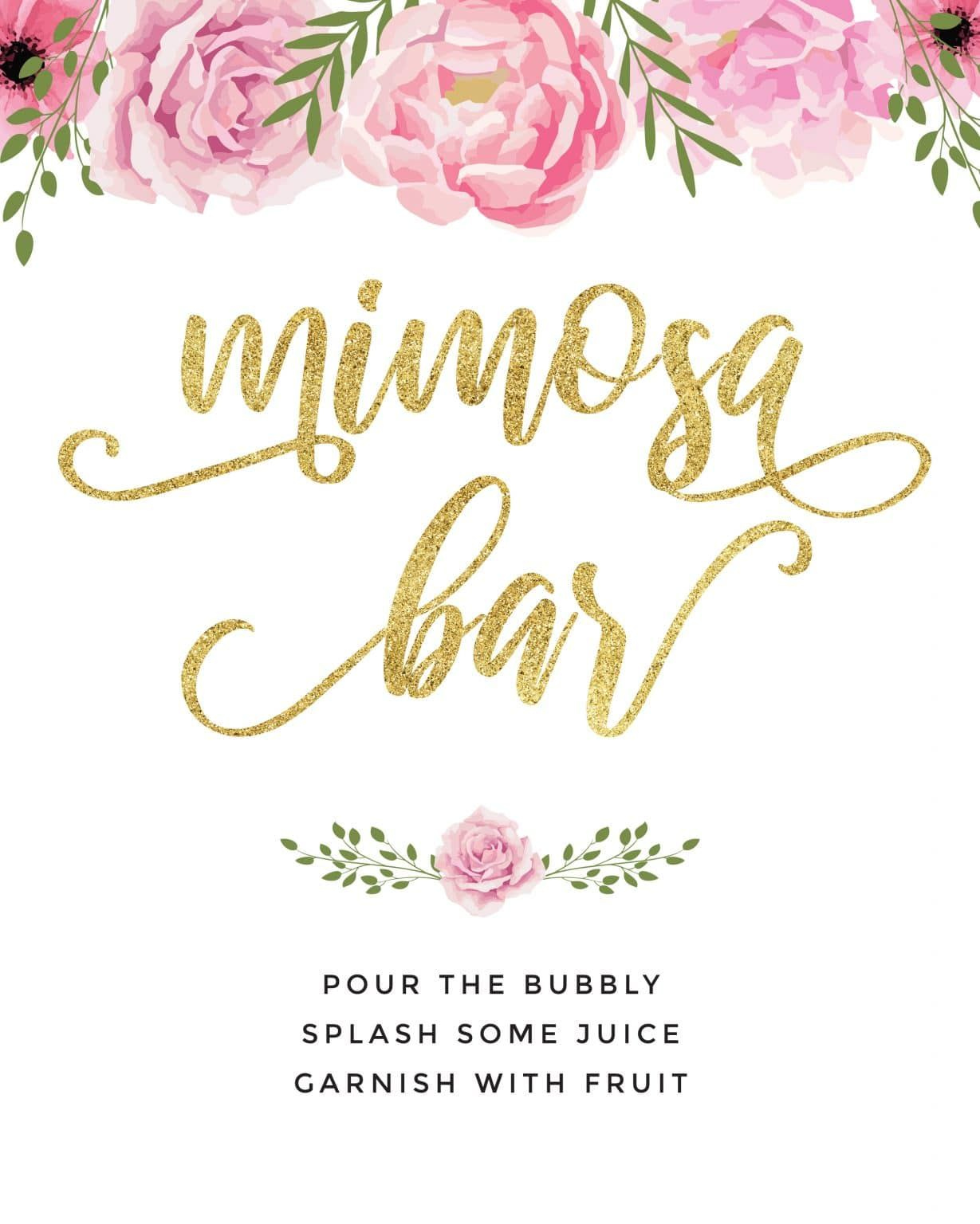 Beautiful Mimosa Bar Sign And Free Printables | Mimosa Bar Sign pertaining to Free Printable Mimosa Bar Sign