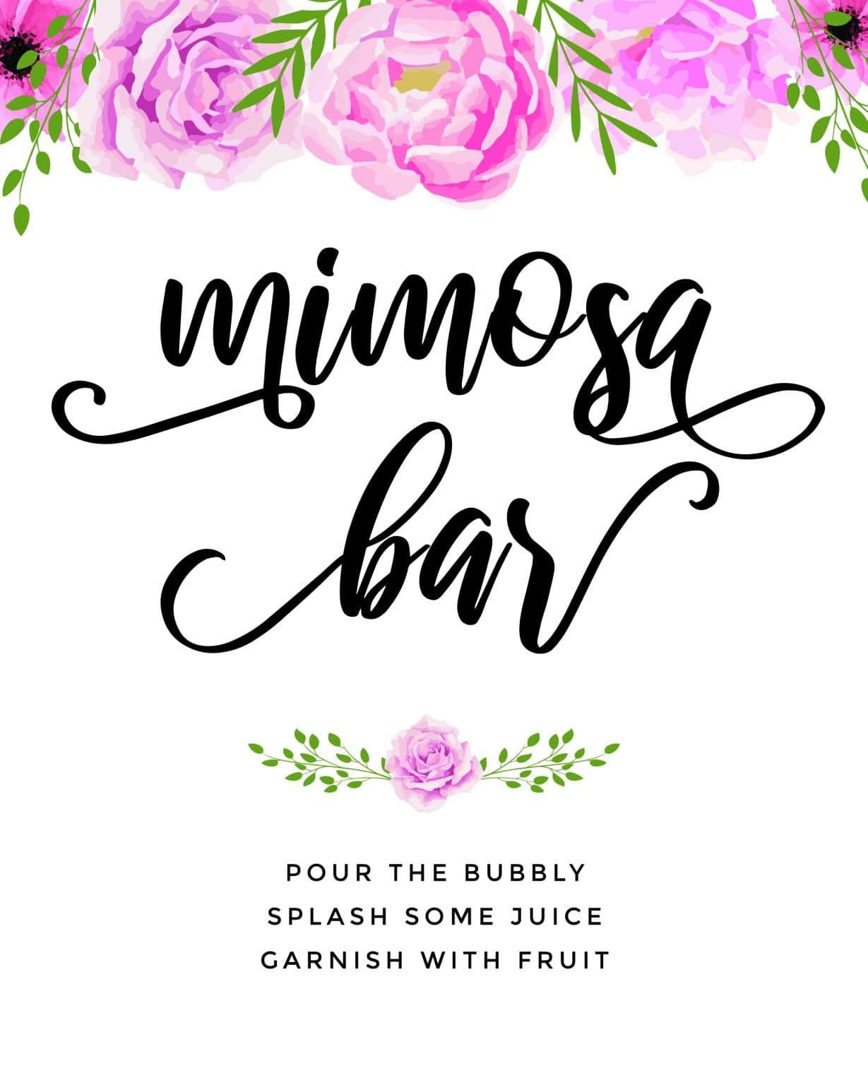 Beautiful Mimosa Bar Sign And Free Printables To Impress | Mimosa for Free Printable Mimosa Bar Sign