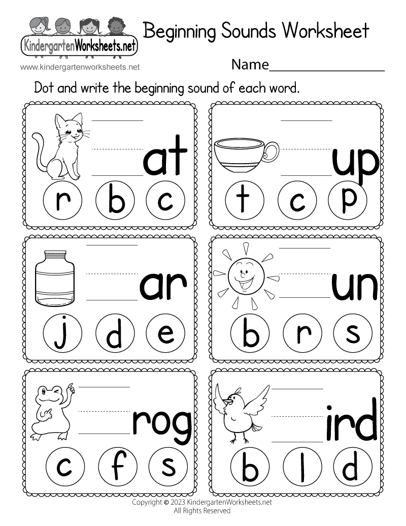 Beginning Sounds Worksheet - Free Printable, Digital, &amp;amp; Pdf pertaining to Free Printable Worksheets for KG1