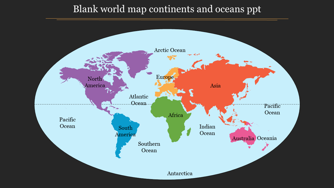 Best Blank World Map Continents &amp;amp; Oceans Ppt &amp;amp; Google Slides intended for Free Printable Map Of Continents And Oceans