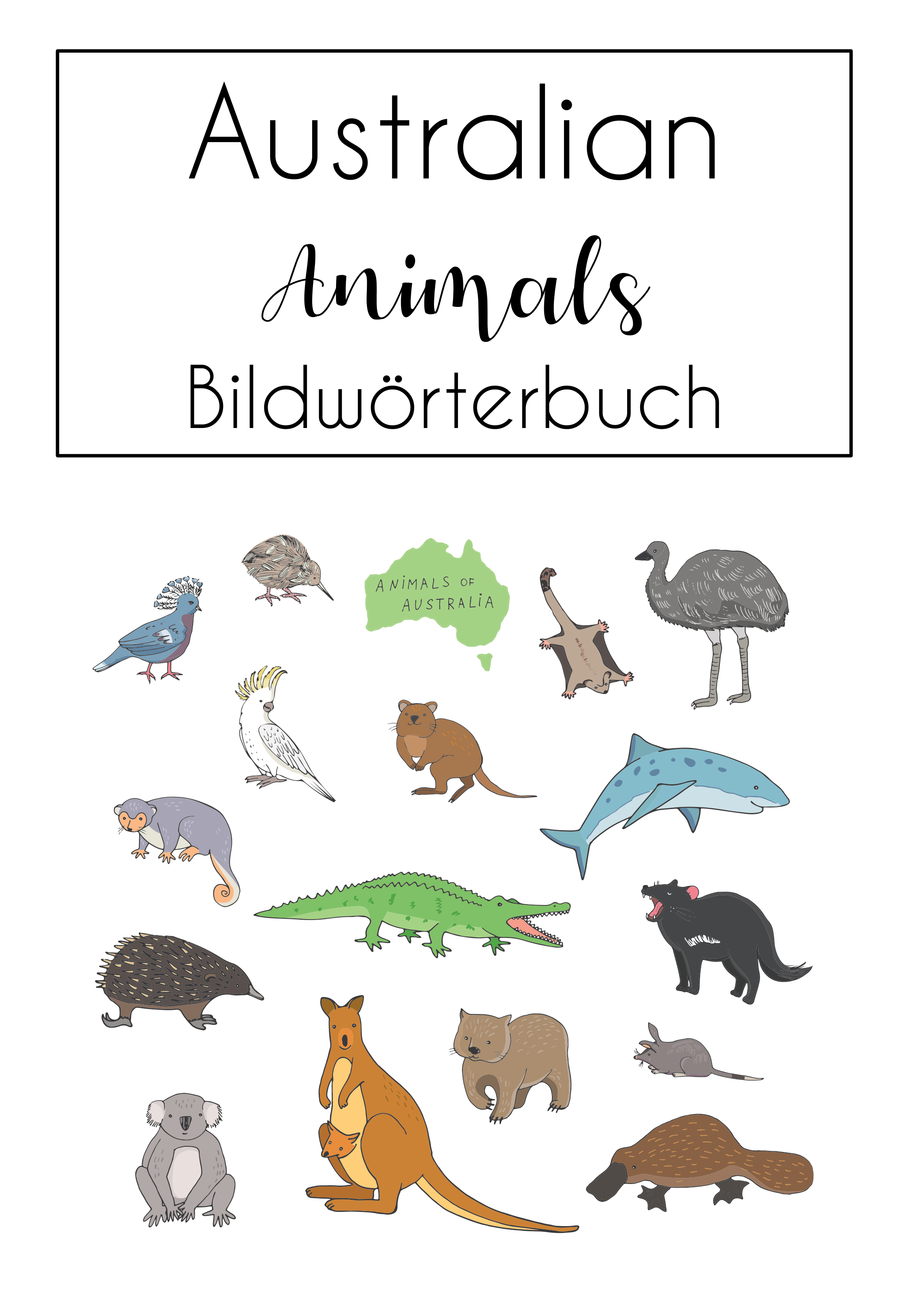 Bildwörterbuch Bundle Animals Australia Pets Forest Farm Asia within Free Printable Australian Animals