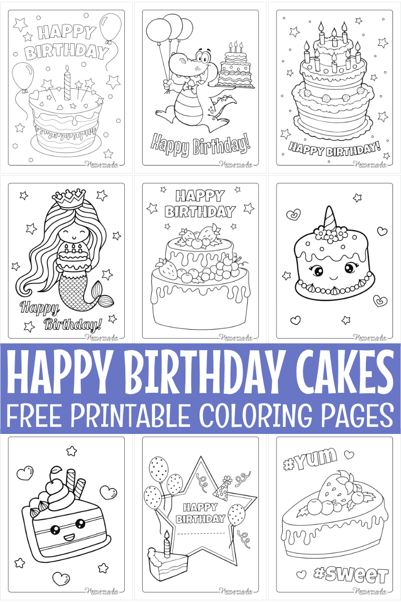 Birthday Cake Coloring Pages For Kids &amp;amp; Adults with Free Printable Birthday Cake