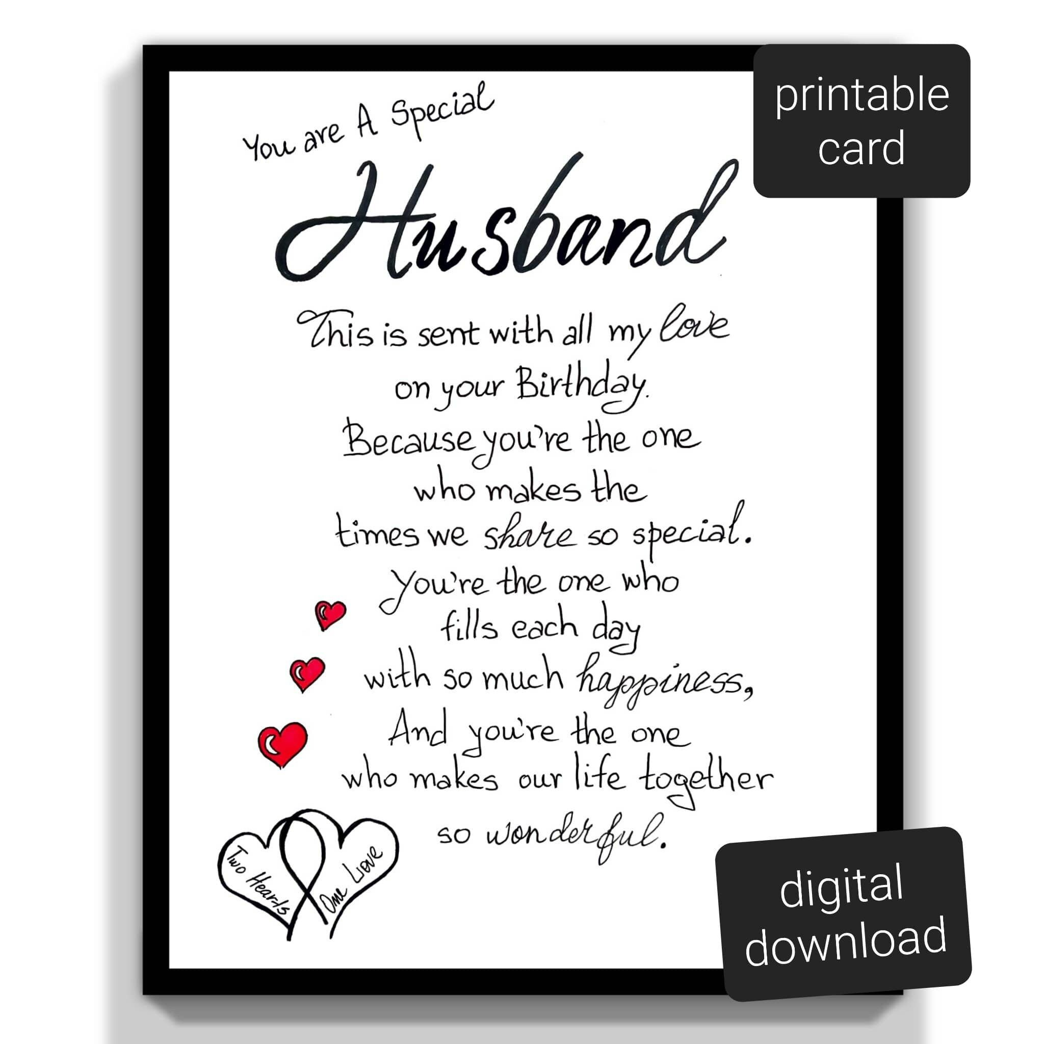 Birthday Husband Printable Card. To My Husband Birthday Card regarding Free Printable Birthday Cards for Husband