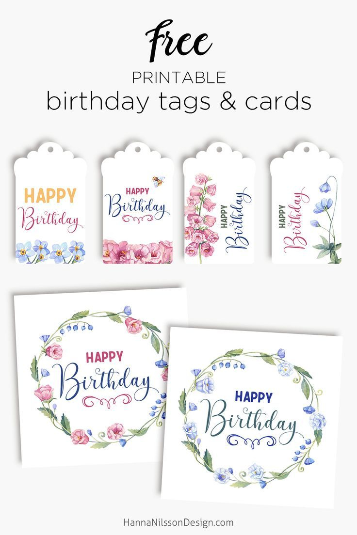 Birthday Tags &amp;amp; Cards | Free Floral Printables | Birthday Gift throughout Free Printable Birthday Tag Templates