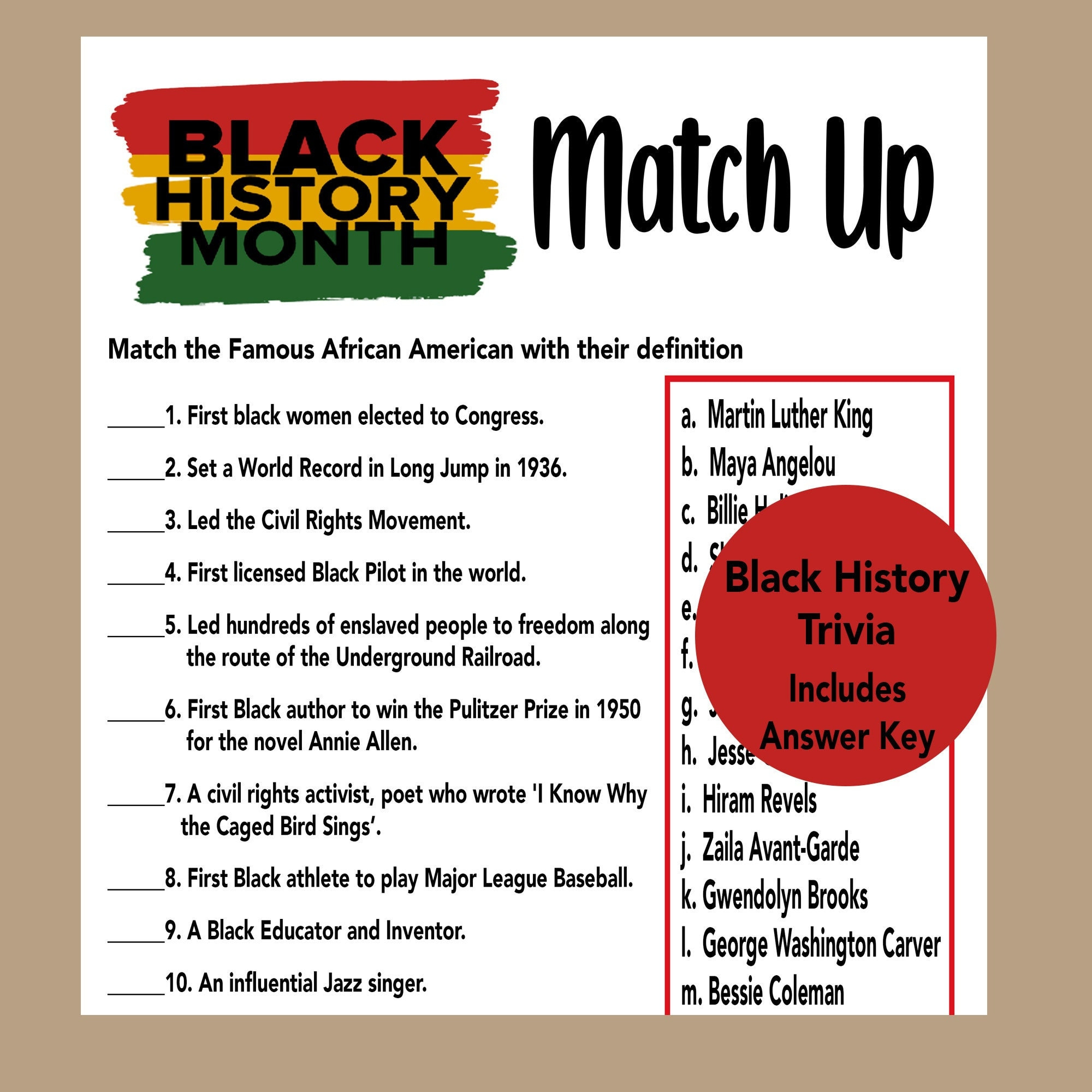 Black Geschichte Monat Trivia Spiel, Black Geschichte Monat Quiz within Free Printable Black History Trivia Questions And Answers