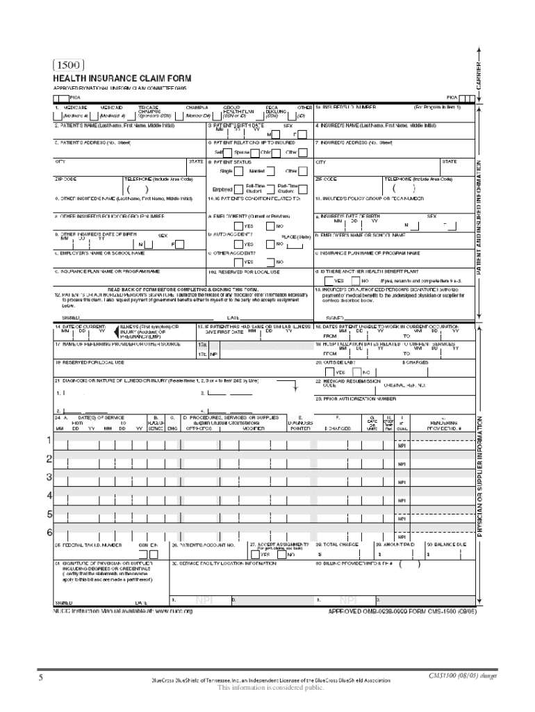 Blank Cms 1500 Form Fillable - Fill Online, Printable, Fillable pertaining to Free Printable Cms 1500 Form 02-12