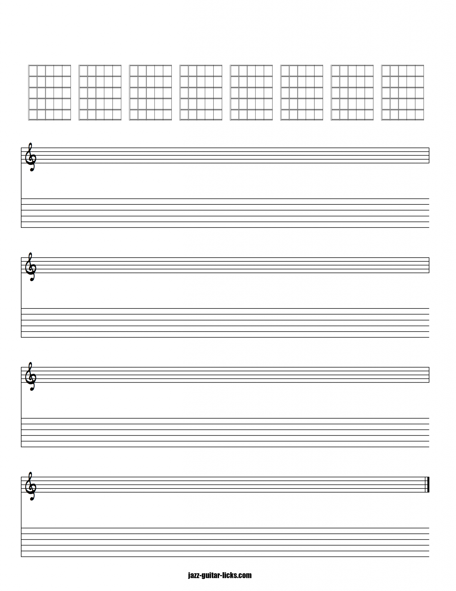 Blank Guitar Tabs, Staves, Music Sheets In Pdf Format throughout Free Printable Guitar Tabs for Beginners