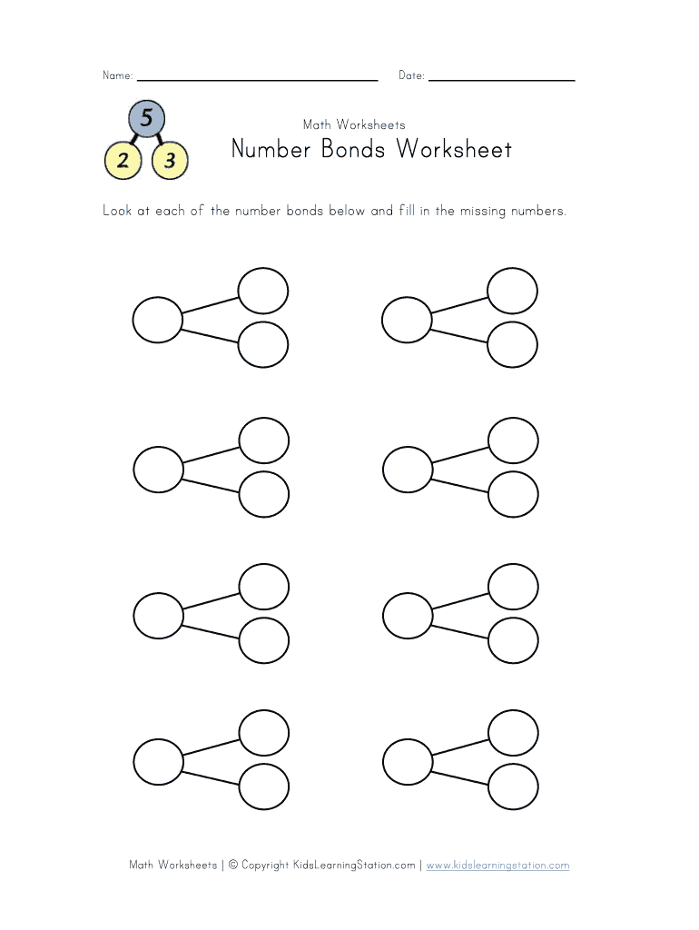 Blank Number Bond Template - Fill Online, Printable, Fillable in Free Printable Number Bond Template