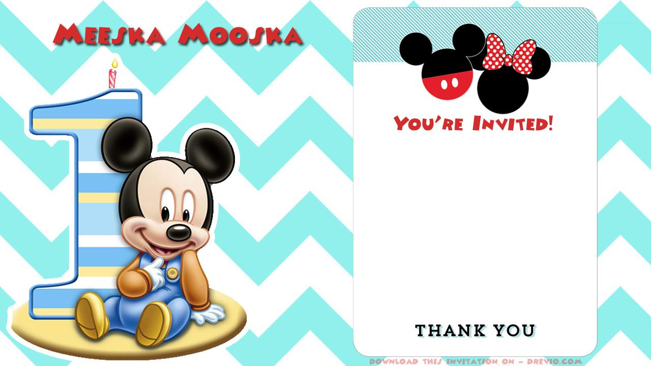 Blank Printable Mickey Mouse 1St Birthday Invitation | Mickey intended for Free Printable Mickey Mouse 1st Birthday Invitations