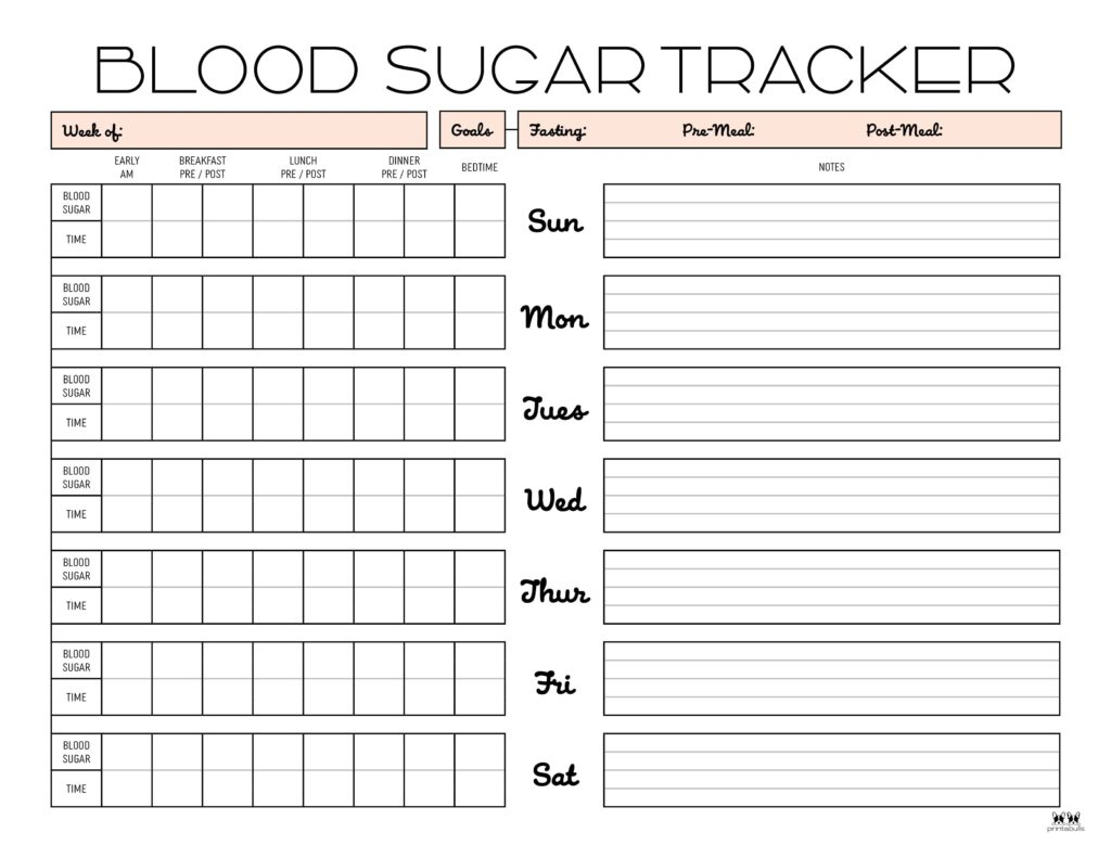 Blood Sugar Logs - 25 Free Logs &amp;amp; Trackers | Printabulls with regard to Free Printable Blood Sugar Tracking Chart