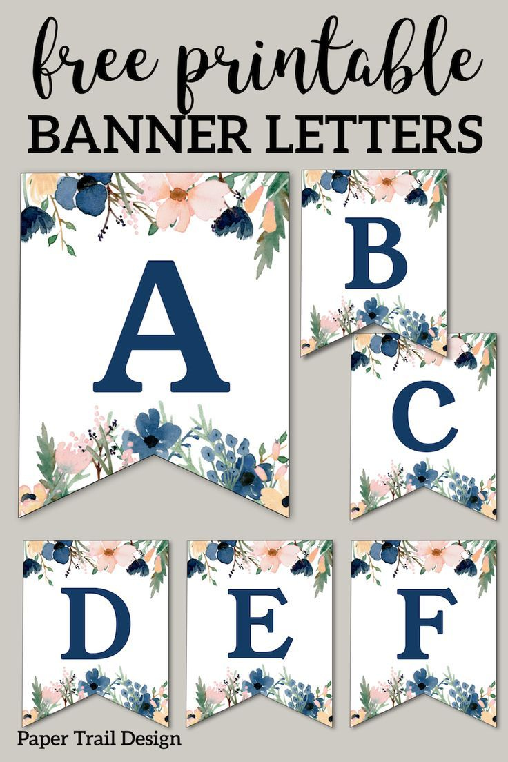 Blue &amp;amp; Pink Floral Banner Letters Free Printable - Paper Trail in Free Printable Banner Letters