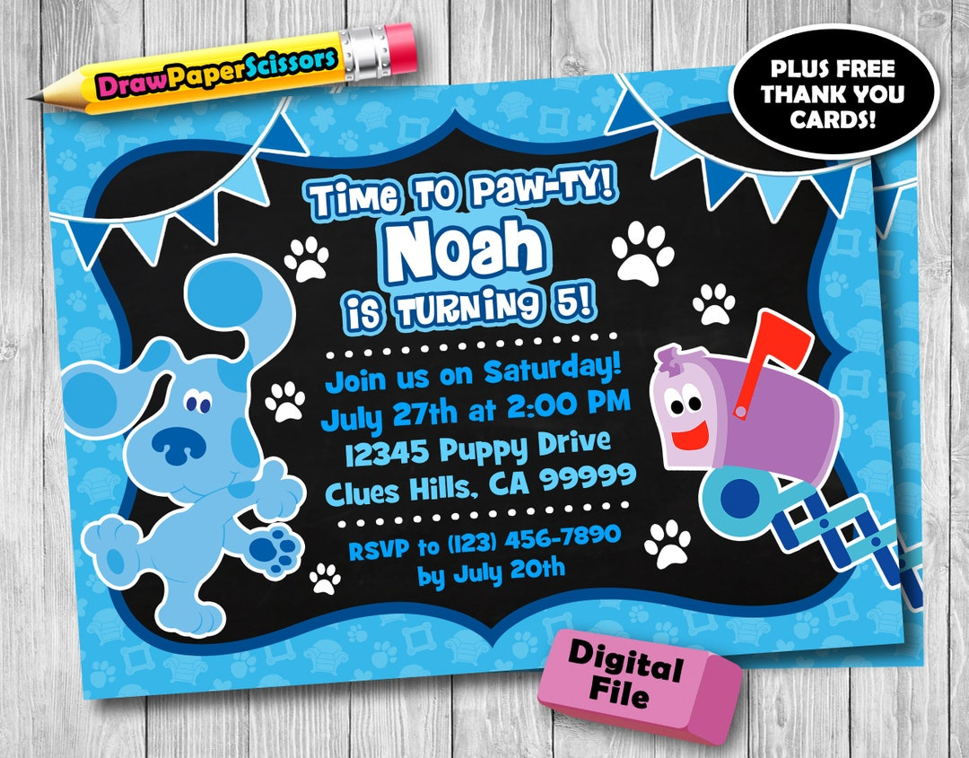 Blue&amp;#039;S Clues Birthday Invitation Digital Download Blues Clues regarding Blue&amp;amp;#039;s Clues Invitations Free Printable