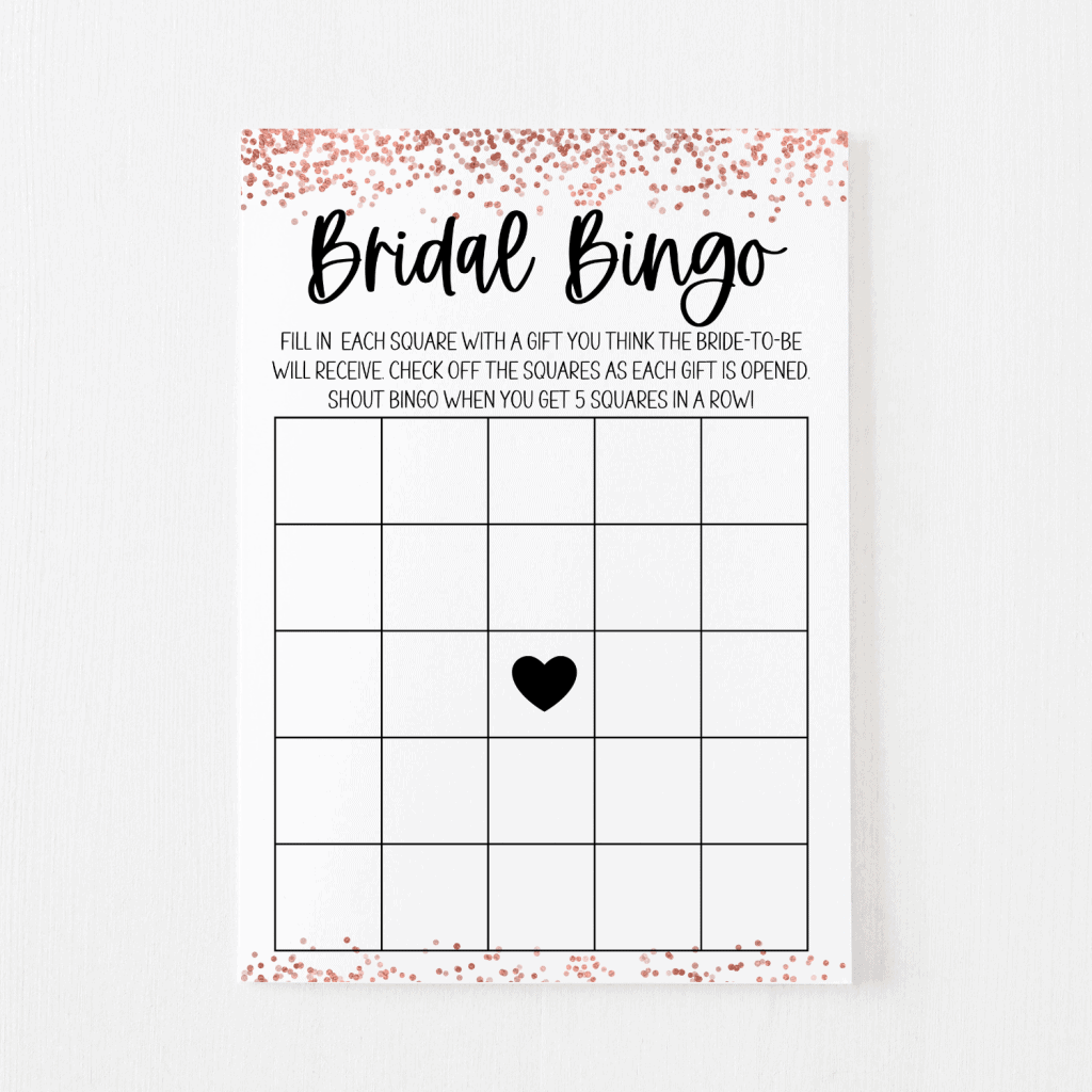 Bridal Bingo Cards (Rose Gold) - Modern Moh pertaining to Free Printable Bridal Bingo Sheets