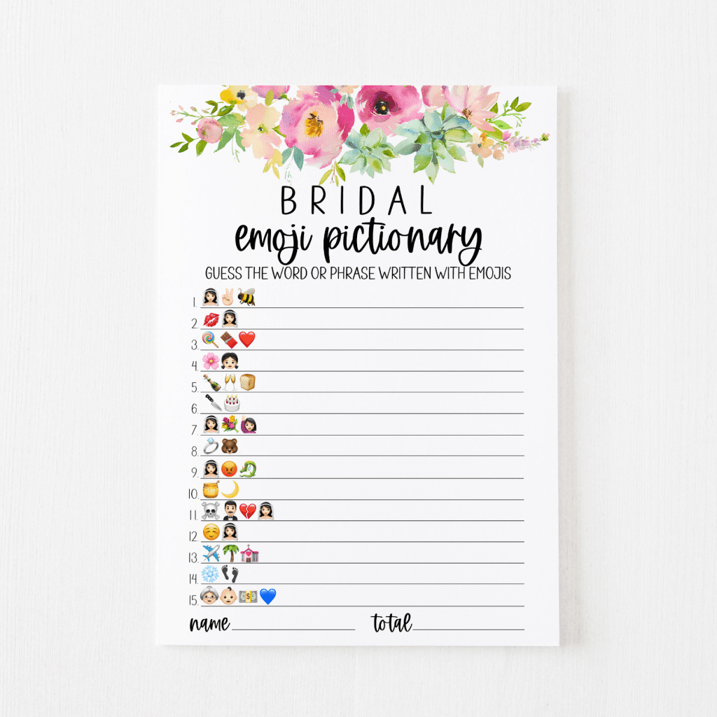 Bridal Emoji Pictionary Free Printable | Modern Moh regarding Wedding Emoji Pictionary Free Printable