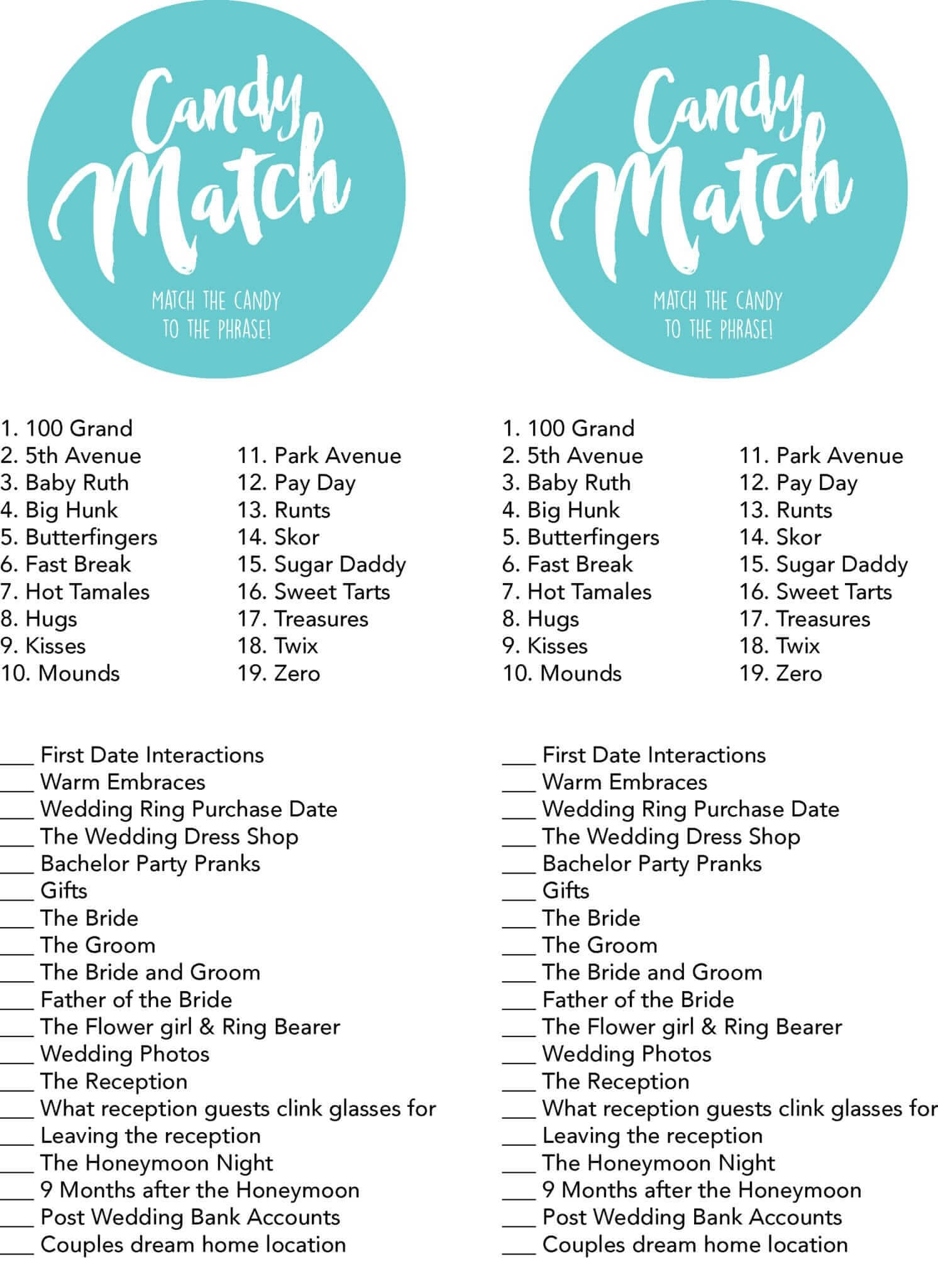 Bridal Shower Games Free Printables - Lou Lou Girls in Free Printable Bridal Shower Games