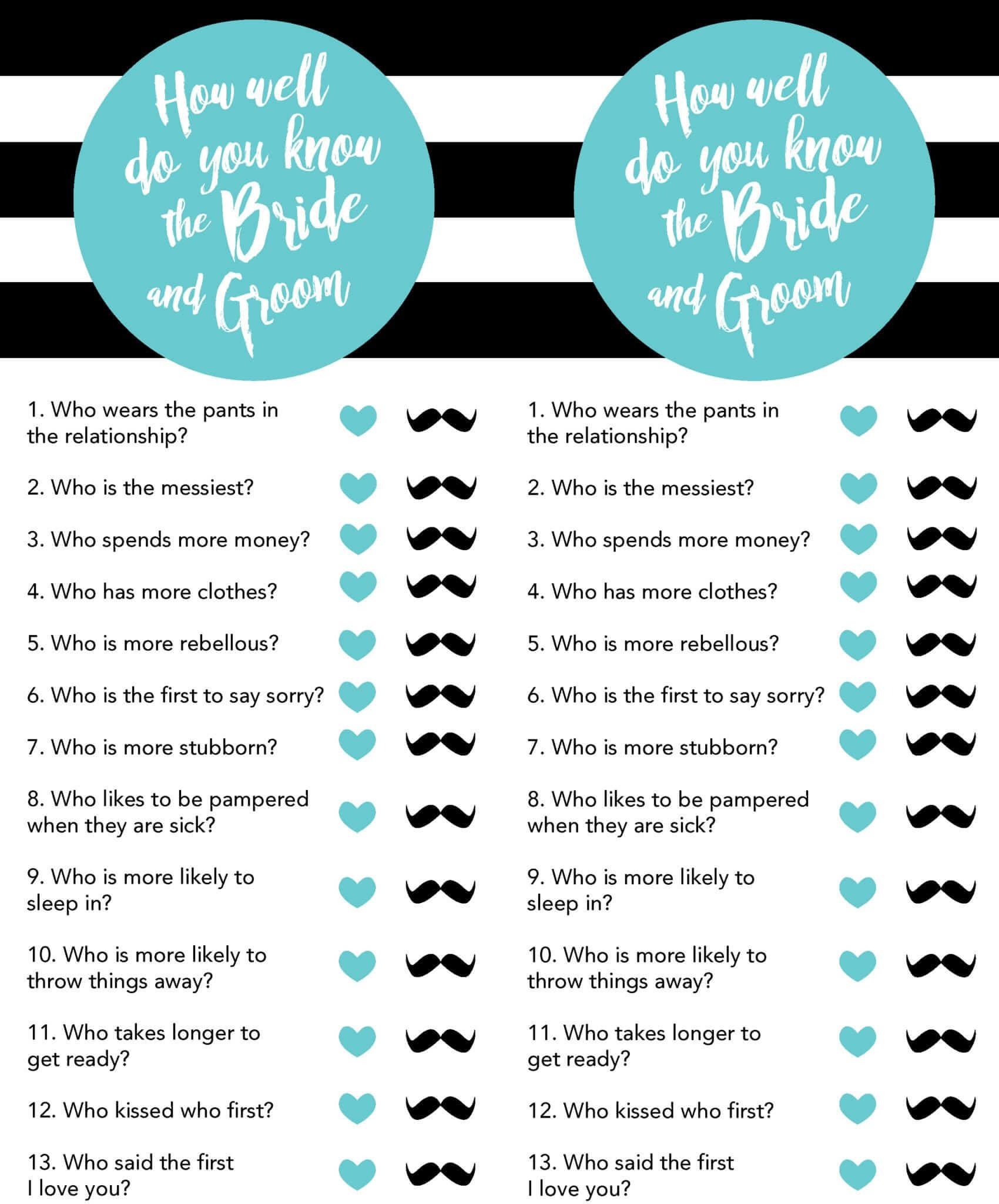 Bridal Shower Games Free Printables - Lou Lou Girls in Free Printable Wedding Shower Games