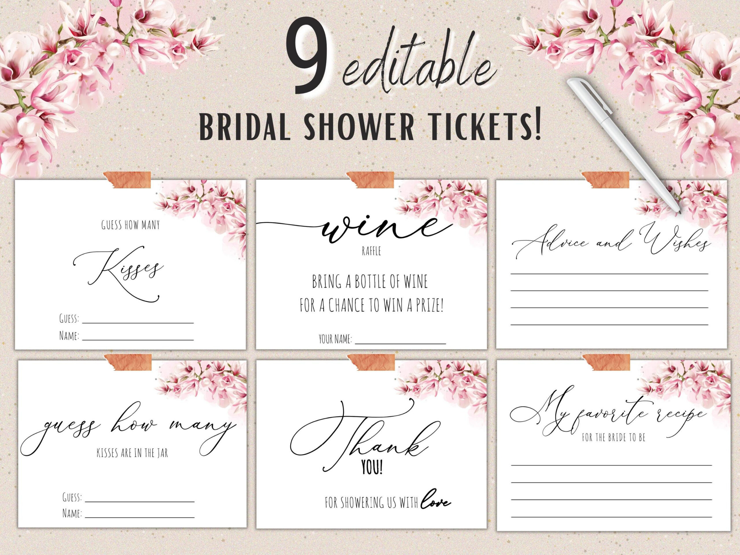 Bridal Shower Raffle - Etsy intended for Free Printable Bridal Shower Raffle Tickets