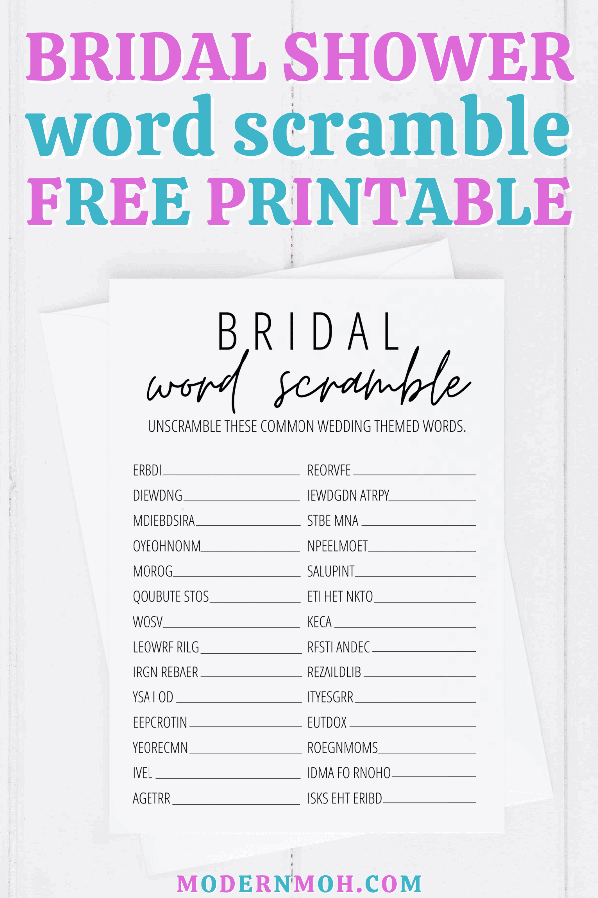 Bridal Shower Word Scramble Free Printable | Modern Moh regarding Free Printable Bridal Shower Games Word Scramble