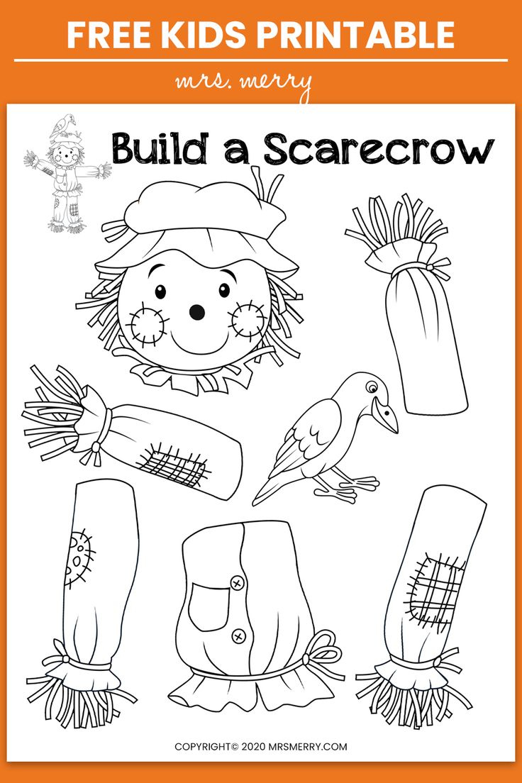 Build A Scarecrow Printable Fall Kids Activity | Mrs. Merry | Fall regarding Free Printable Fall Crafts for Kids