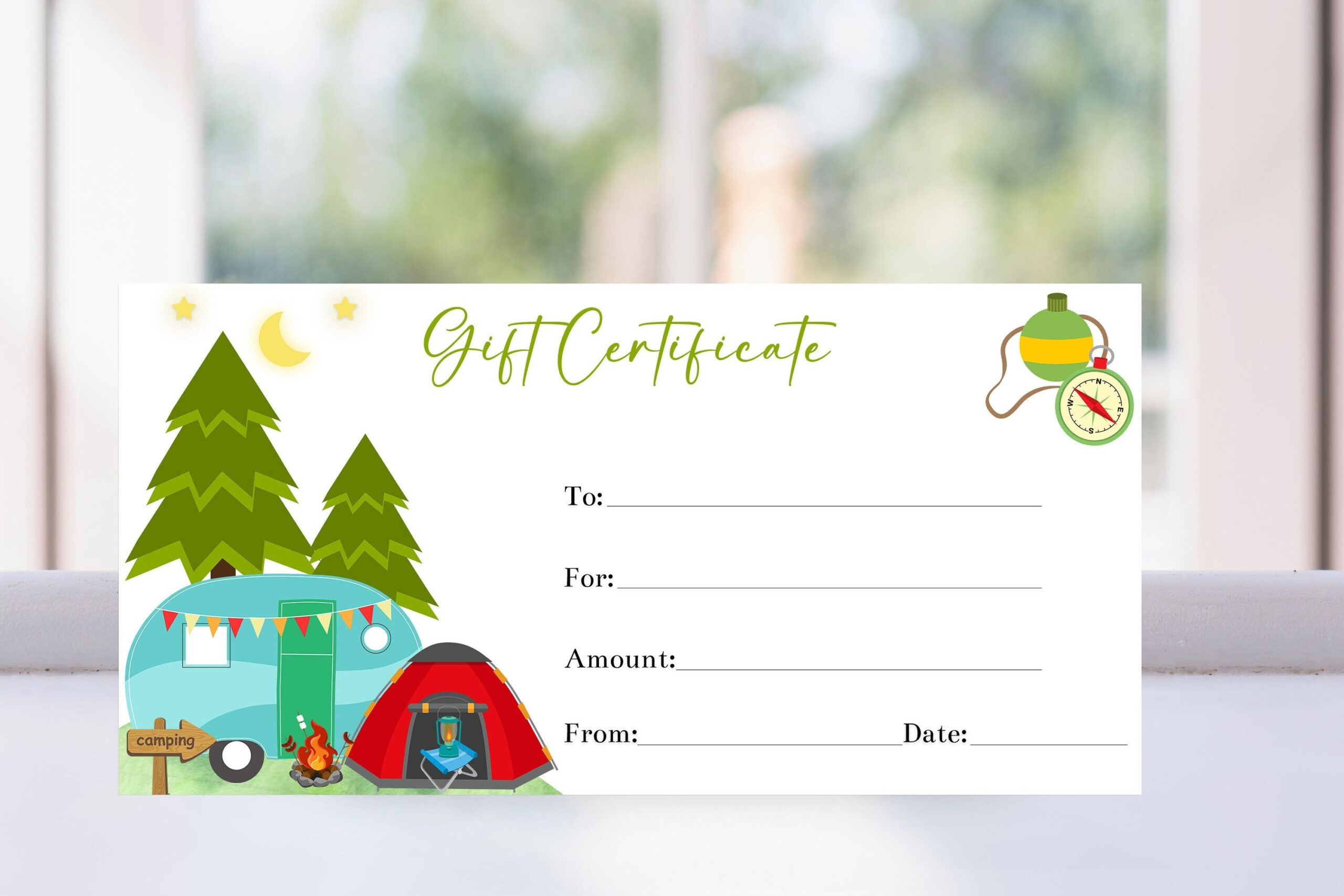 Camping Gift Certificate Voucher Template Editable Gift Coupon with Free Printable Camp Certificates