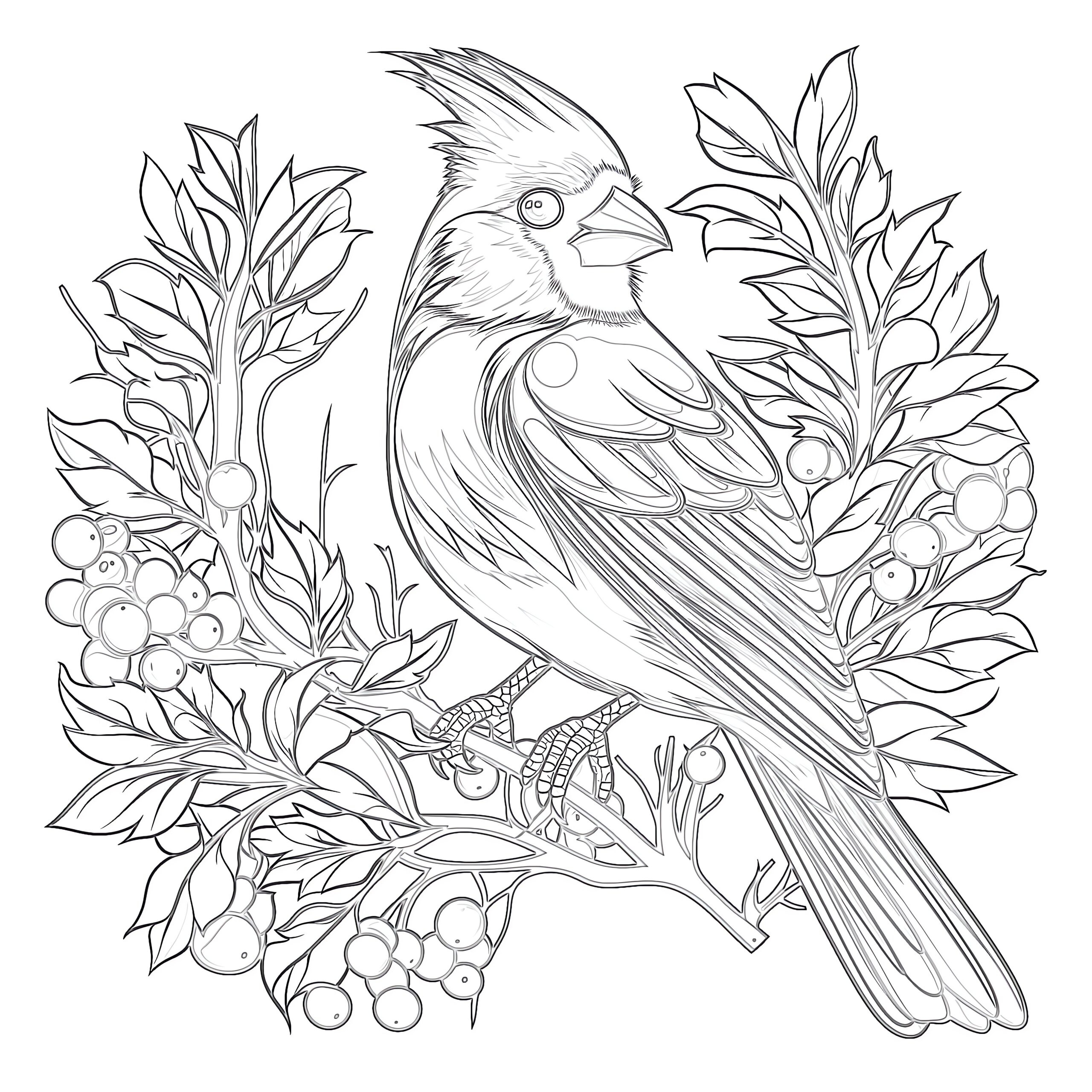 Cardinal Coloring Page | Coloring Pages Mimi Panda for Free Printable Pictures of Cardinals