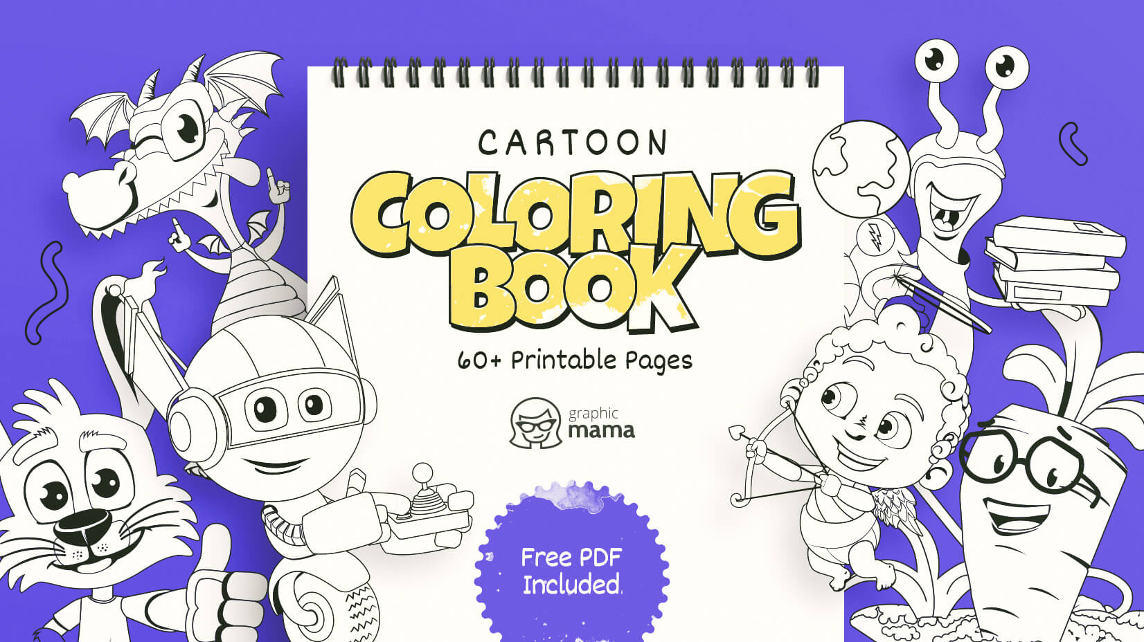 Cartoon Coloring Book: 60+ Free Printable Pages Pdfgraphicmama for Free Printable Coloring Book Download