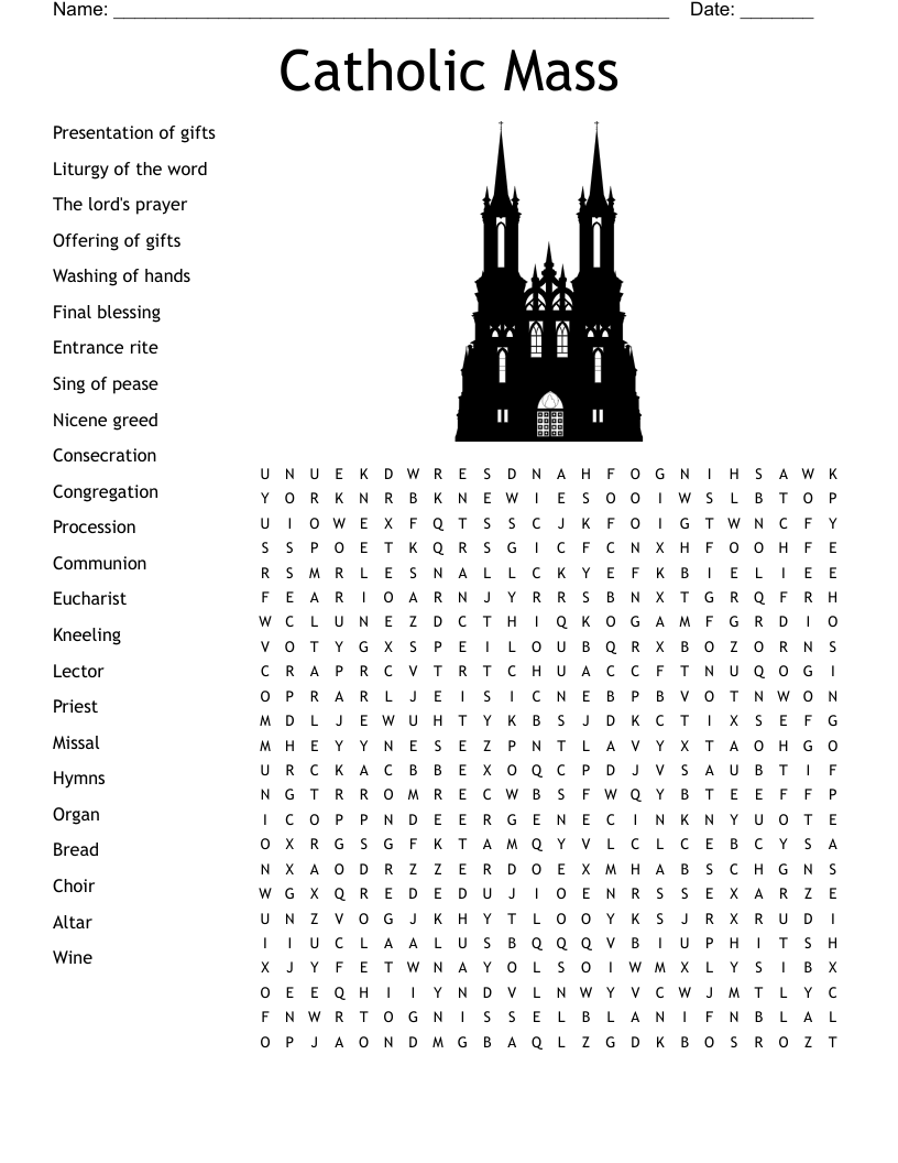 Catholic Mass Word Search - Wordmint in Free Printable Catholic Word Search