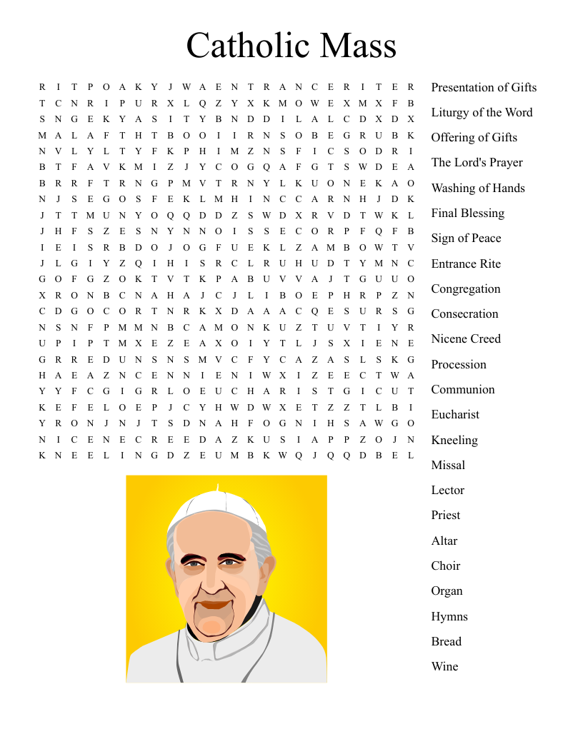 Catholic Mass Word Search - Wordmint throughout Free Printable Catholic Word Search