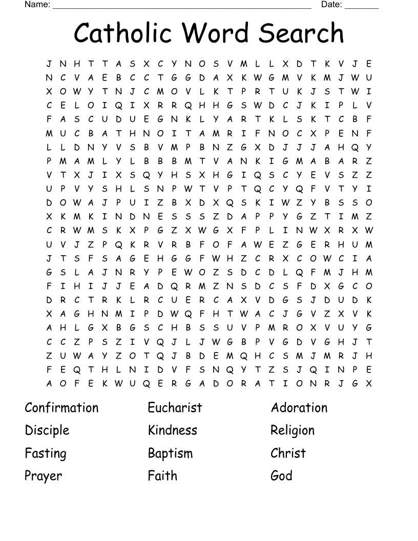 Catholic Word Search - Wordmint inside Free Printable Catholic Word Search