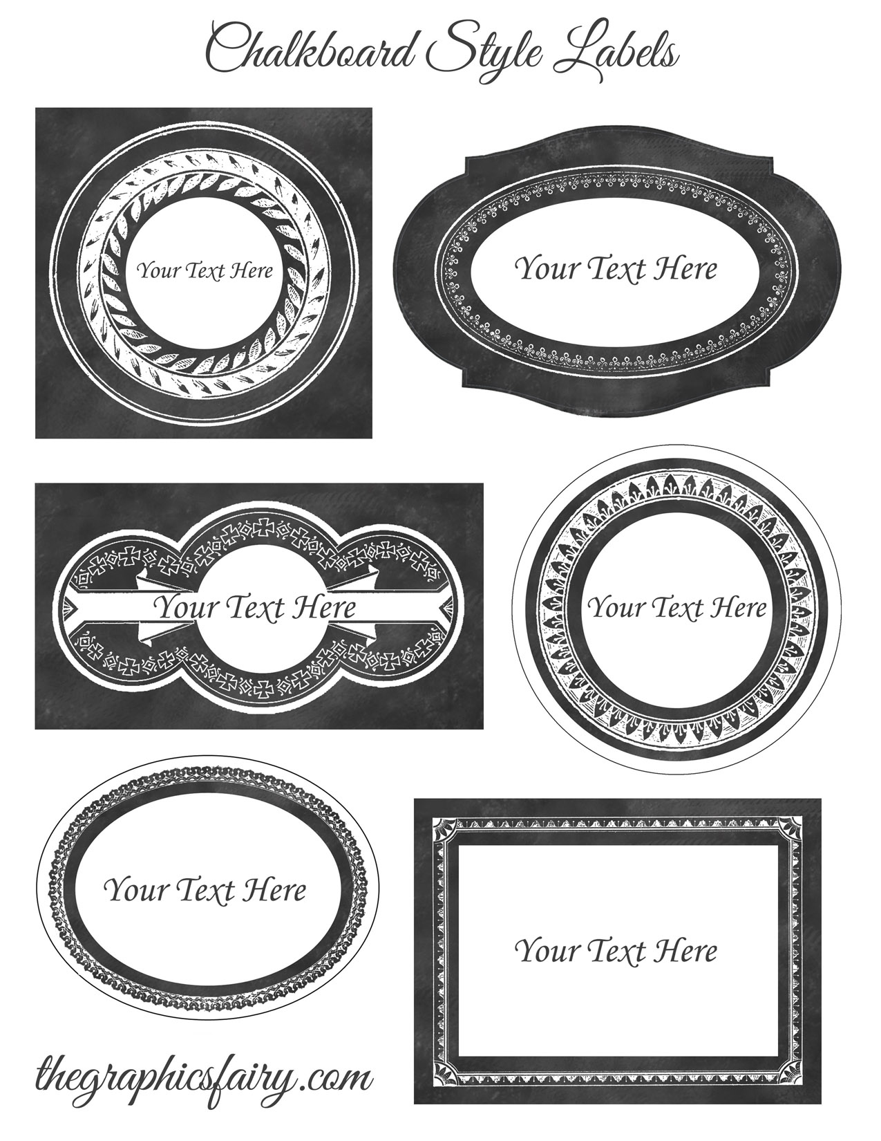 Chalkboard Style Printable Labels - Editable! - The Graphics Fairy intended for Free Customizable Printable Labels