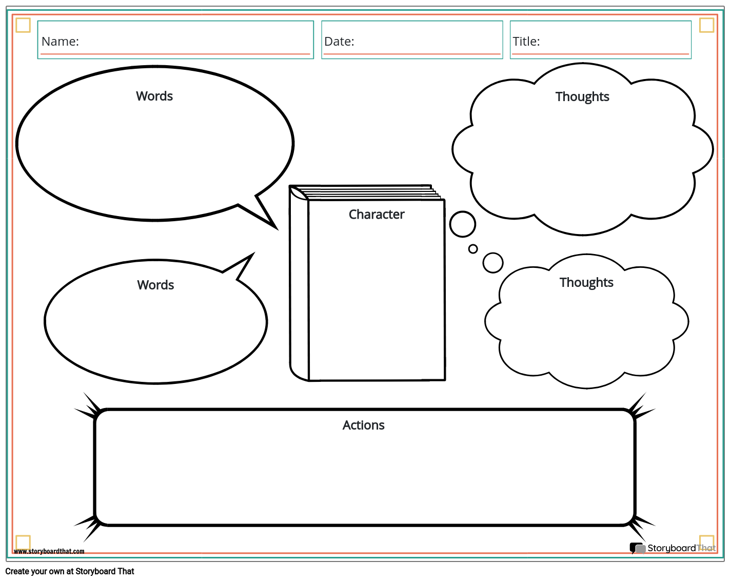 Character Map Worksheet Template At Storyboardthat in Free Printable Character Map