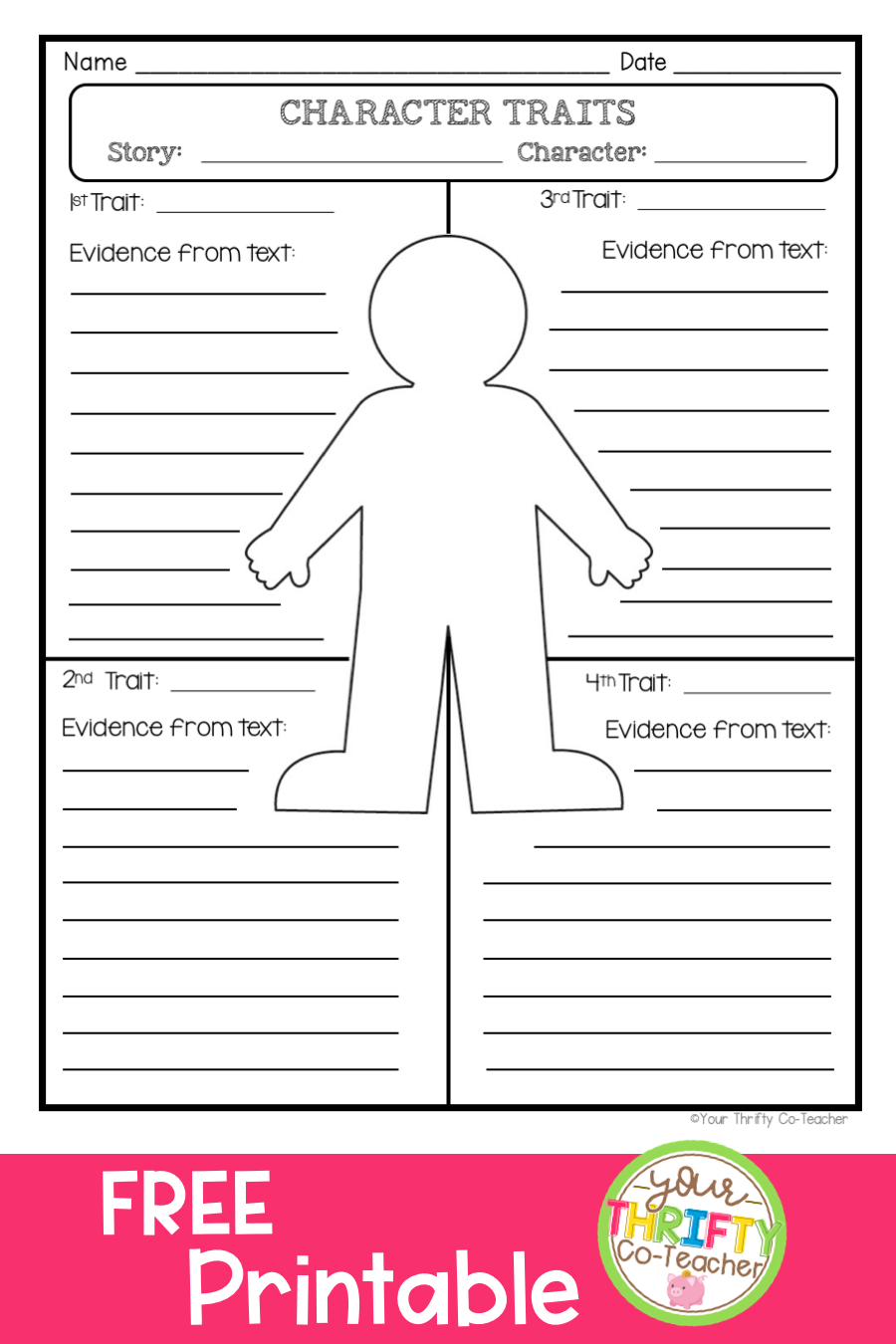 Character Traits Graphic Organizer Worksheet | Character Trait inside Free Printable Character Traits Graphic Organizer