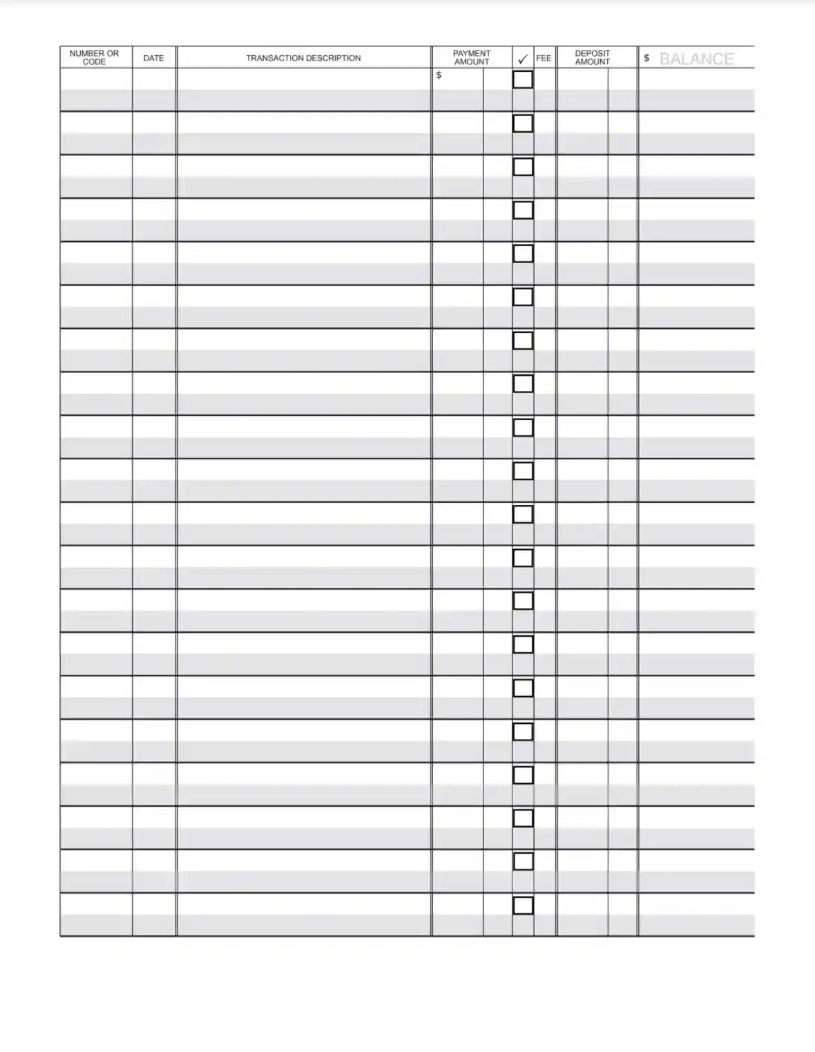 Check Register Template ≡ Fill Out Printable Pdf Forms Online inside Free Printable Checkbook Register