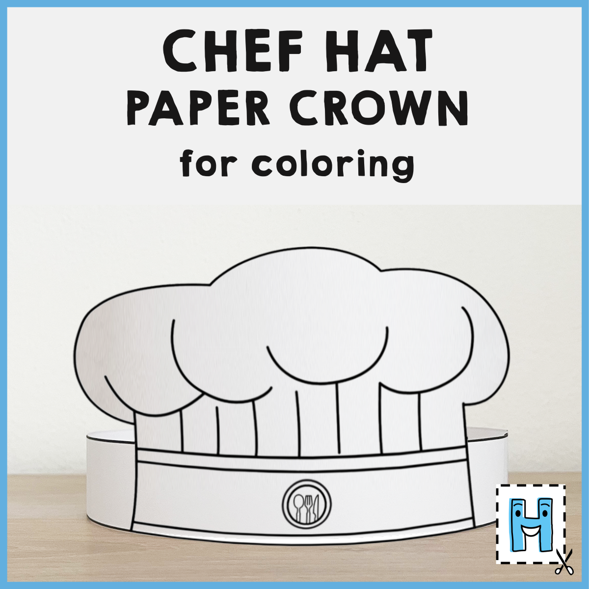 Chef Hat Cook Paper Crown Printable Coloring Craft Activity For for Free Printable Chef Hat Pattern