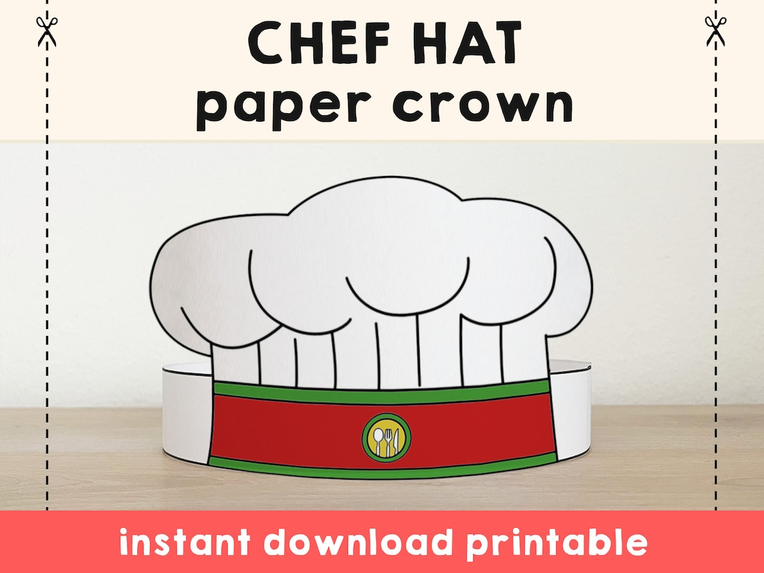 Chef Hat Cook Paper Crown Restaurant Party Printable Kids Craft Community Costume Birthday Printable Favor Diy Instant Download - Etsy Sweden intended for Free Printable Chef Hat Pattern