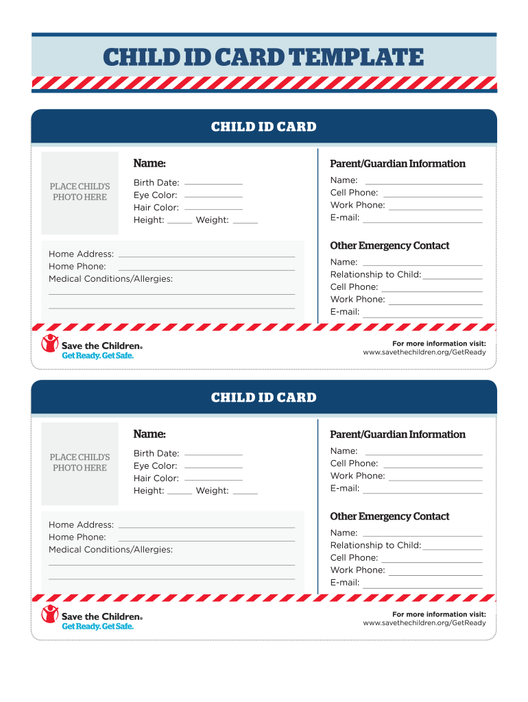 Child Emergency Card Template - Fill Online, Printable, Fillable pertaining to Free Printable Child Identification Card