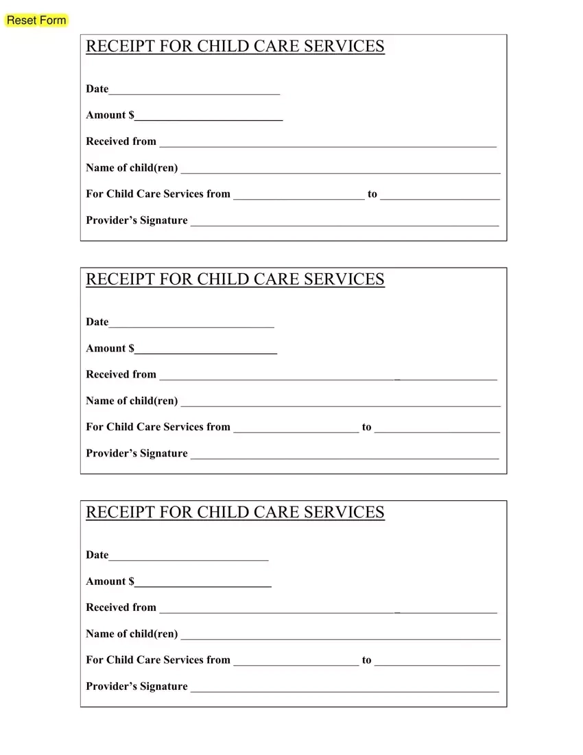 Childcare Receipt ≡ Fill Out Printable Pdf Forms Online intended for Free Printable Daycare Receipts