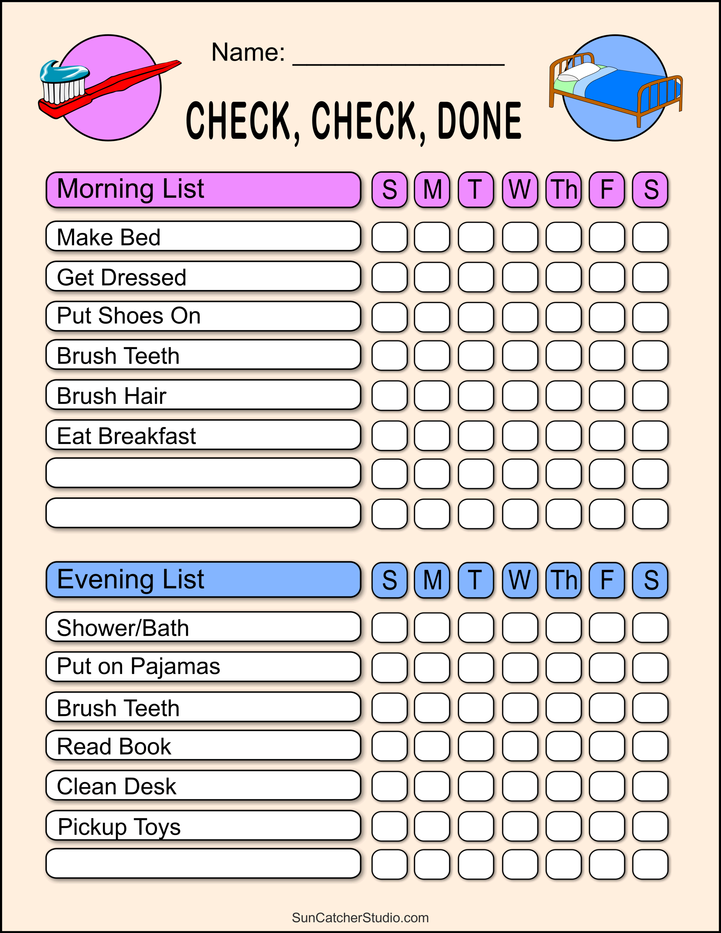 Chore Charts (Printable, Editable Daily &amp;amp; Weekly Templates) – Diy with Free Printable Charts and Lists