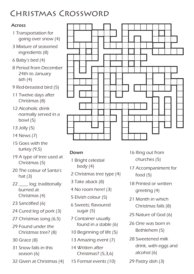 Christian Christmas Crossword Puzzles Printable | Christmas inside Free Printable Christmas Crossword Puzzles for Adults