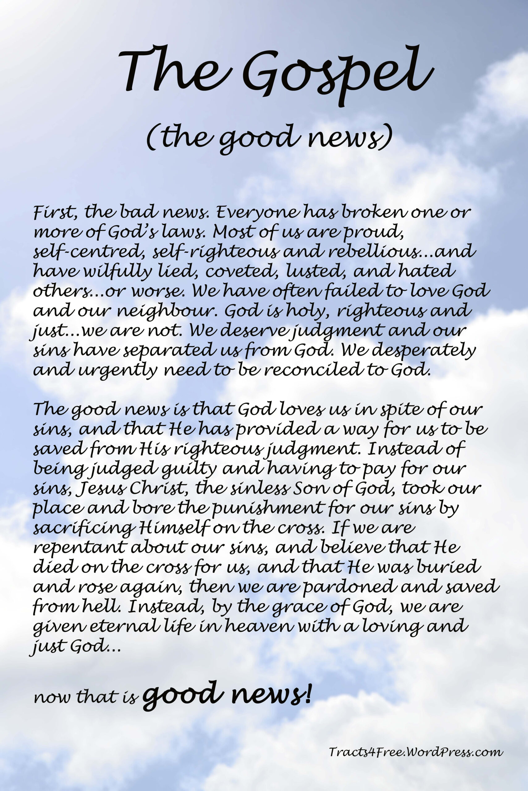 Christian Gospel Posters 2 | Tracts4Free regarding Free Printable Tracts for Evangelism