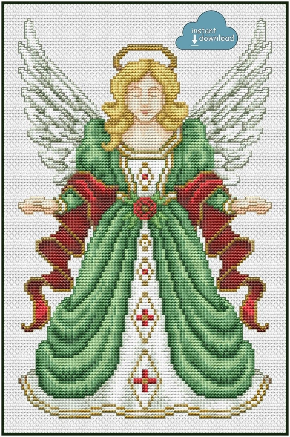 Christmas Angel Cross Stitch Chart Pdf + Xsd Download | Cross pertaining to Free Printable Cross Stitch Patterns Angels