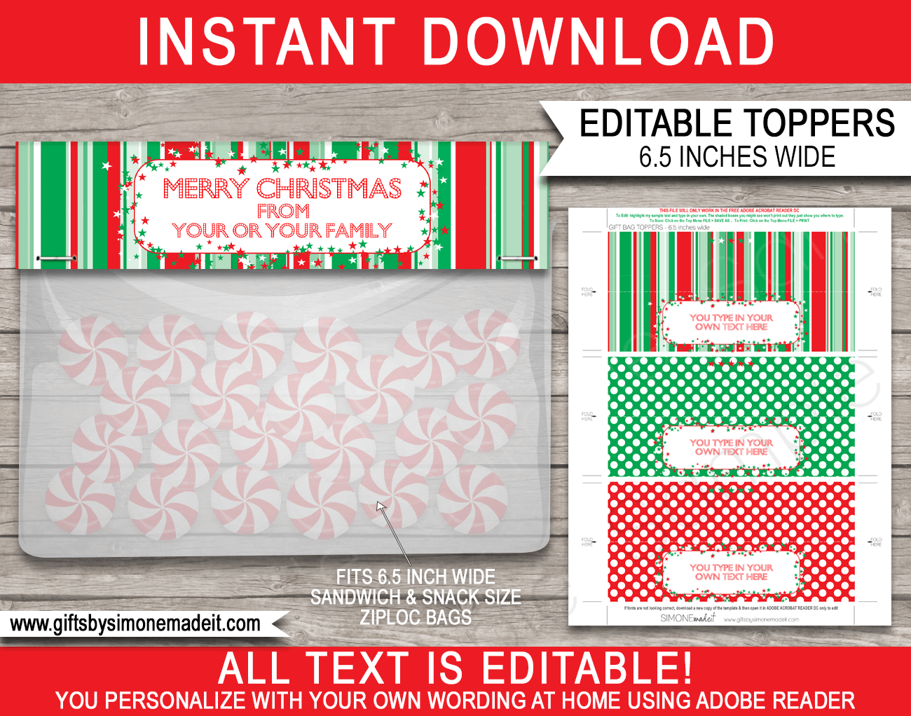 Christmas Bag Toppers (Patterns) - 6.5 Inch Wide pertaining to Free Printable Bag Toppers